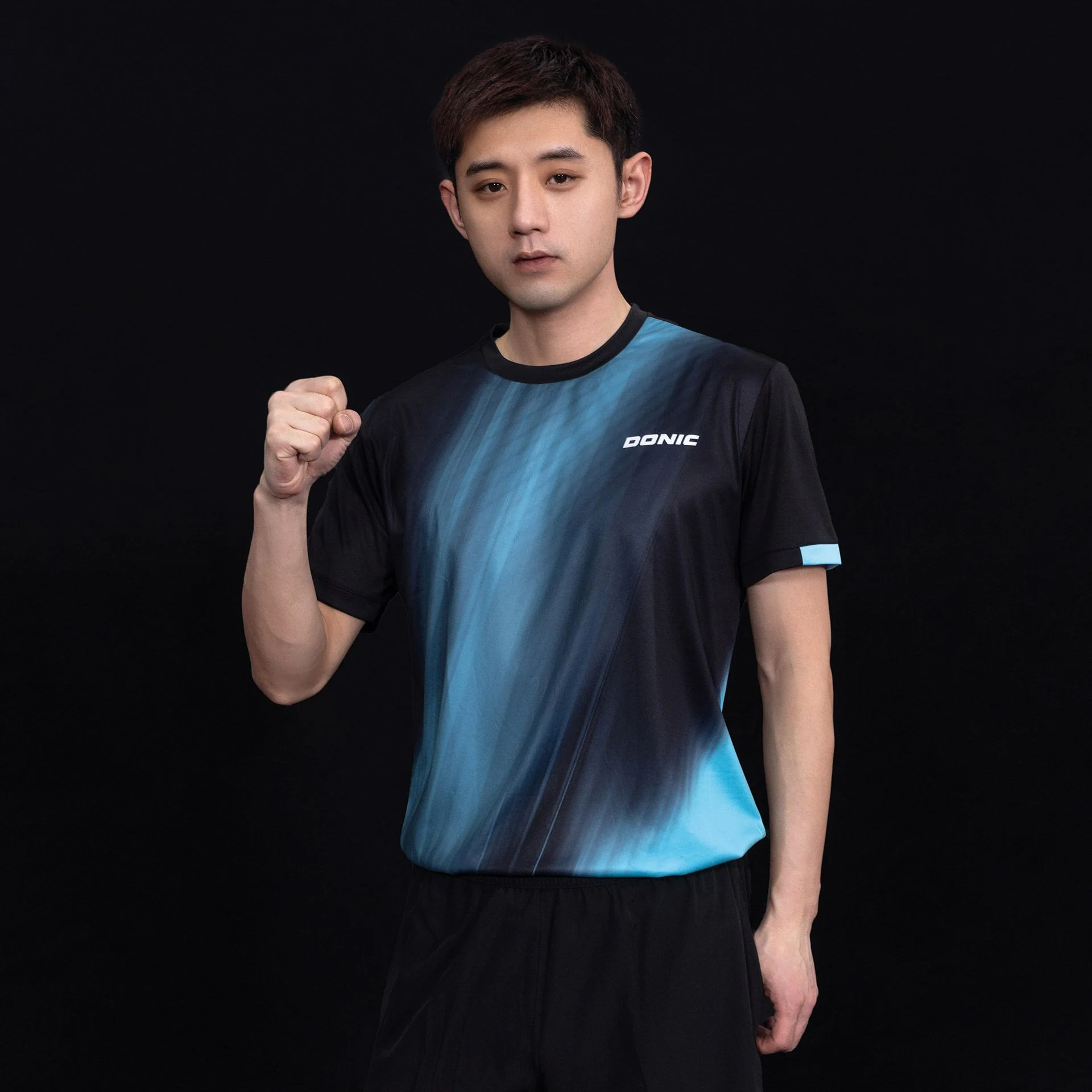 Donic t-shirt Cream Junior black/lightblue - Image 3